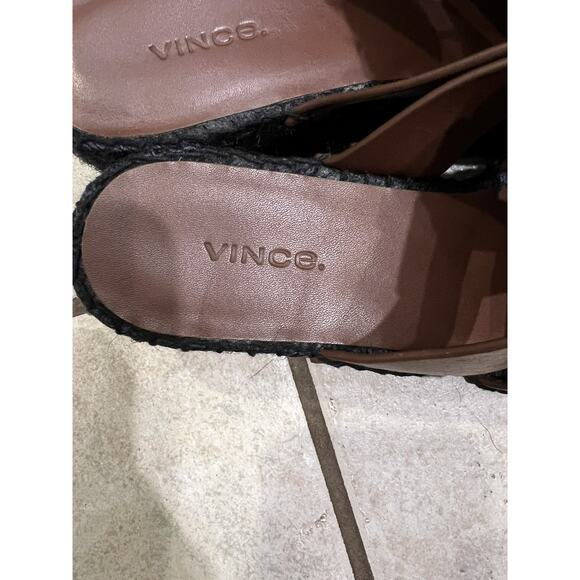 Vince Mahogany Brown Leather Sabella Espadrille Wedge Slip On Sandal Sz 6 - Picture 6 of 8